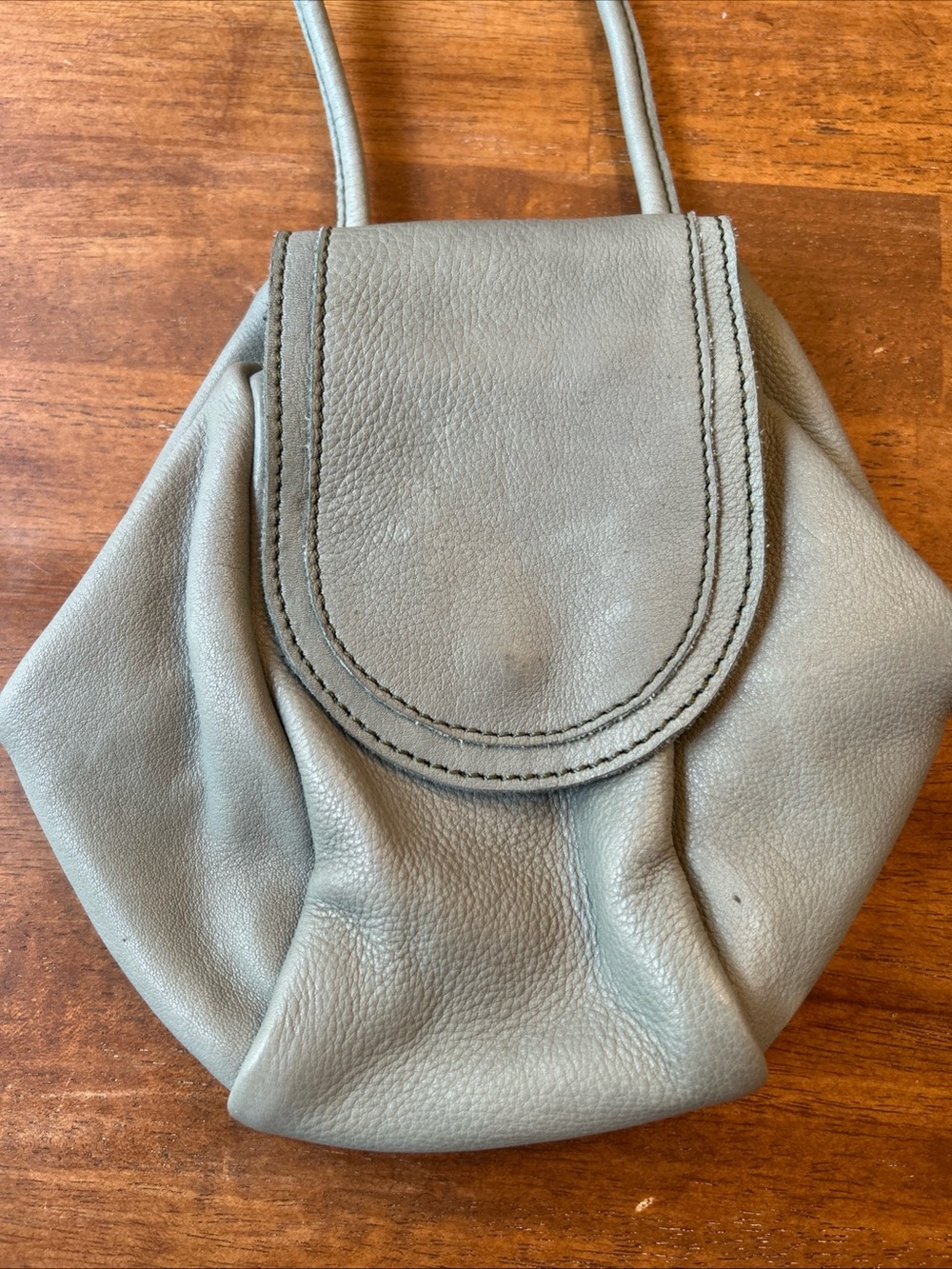 Mini Pebbled Leather Shoulder Bag - Gray